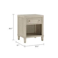 Olto Nightstand with 1 Drawer, USB Ports, Cubby Shelf, Light Oak Brown - BM346713