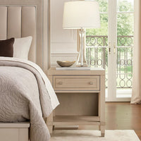 Olto Nightstand with 1 Drawer, USB Ports, Cubby Shelf, Light Oak Brown - BM346713