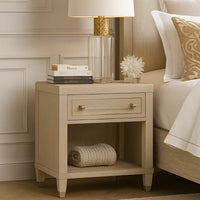 Olto Nightstand with 1 Drawer, USB Ports, Cubby Shelf, Light Oak Brown - BM346713