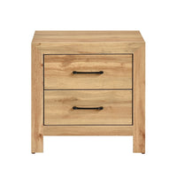 Adia Nightstand, 2 Drawer with Black Nickel Handles, Natural Brown - BM346714