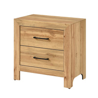 Adia Nightstand, 2 Drawer with Black Nickel Handles, Natural Brown - BM346714