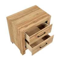 Adia Nightstand, 2 Drawer with Black Nickel Handles, Natural Brown - BM346714