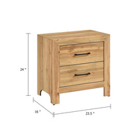 Adia Nightstand, 2 Drawer with Black Nickel Handles, Natural Brown - BM346714