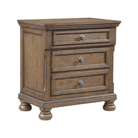 Bely Nightstand, 3 Drawers, Bun Feet, Antique Brown Sculpted Frame - BM346715