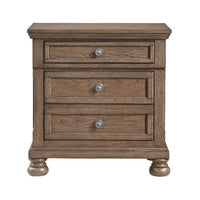 Bely Nightstand, 3 Drawers, Bun Feet, Antique Brown Sculpted Frame - BM346715