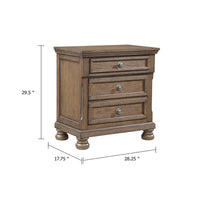 Bely Nightstand, 3 Drawers, Bun Feet, Antique Brown Sculpted Frame - BM346715