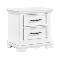 Yal Nightstand, 2 Drawers w Black Nickel Bar Handles, White Finish - BM346717