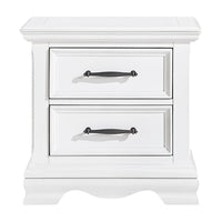 Yal Nightstand, 2 Drawers w Black Nickel Bar Handles, White Finish - BM346717