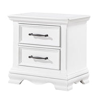 Yal Nightstand, 2 Drawers w Black Nickel Bar Handles, White Finish - BM346717