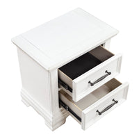 Yal Nightstand, 2 Drawers w Black Nickel Bar Handles, White Finish - BM346717