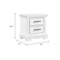 Yal Nightstand, 2 Drawers w Black Nickel Bar Handles, White Finish - BM346717