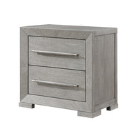 Ova Nightstand, 2 Drawer w Framed Front & Wood Accent Handles, Gray - BM346720
