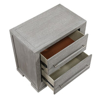 Ova Nightstand, 2 Drawer w Framed Front & Wood Accent Handles, Gray - BM346720