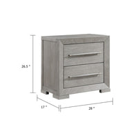 Ova Nightstand, 2 Drawer w Framed Front & Wood Accent Handles, Gray - BM346720