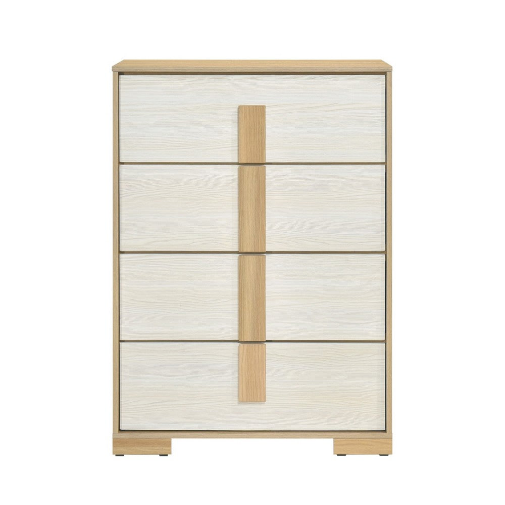 Mep Tall Dresser Chest, 4 Drawers, Dual Tone Natural Brown & White - BM346722