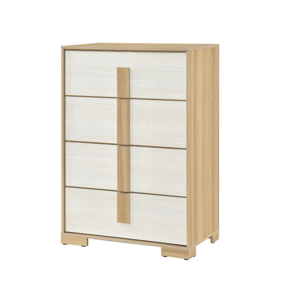 Mep Tall Dresser Chest, 4 Drawers, Dual Tone Natural Brown & White - BM346722