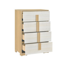 Mep Tall Dresser Chest, 4 Drawers, Dual Tone Natural Brown & White - BM346722