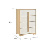 Mep Tall Dresser Chest, 4 Drawers, Dual Tone Natural Brown & White - BM346722