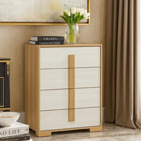 Mep Tall Dresser Chest, 4 Drawers, Dual Tone Natural Brown & White - BM346722