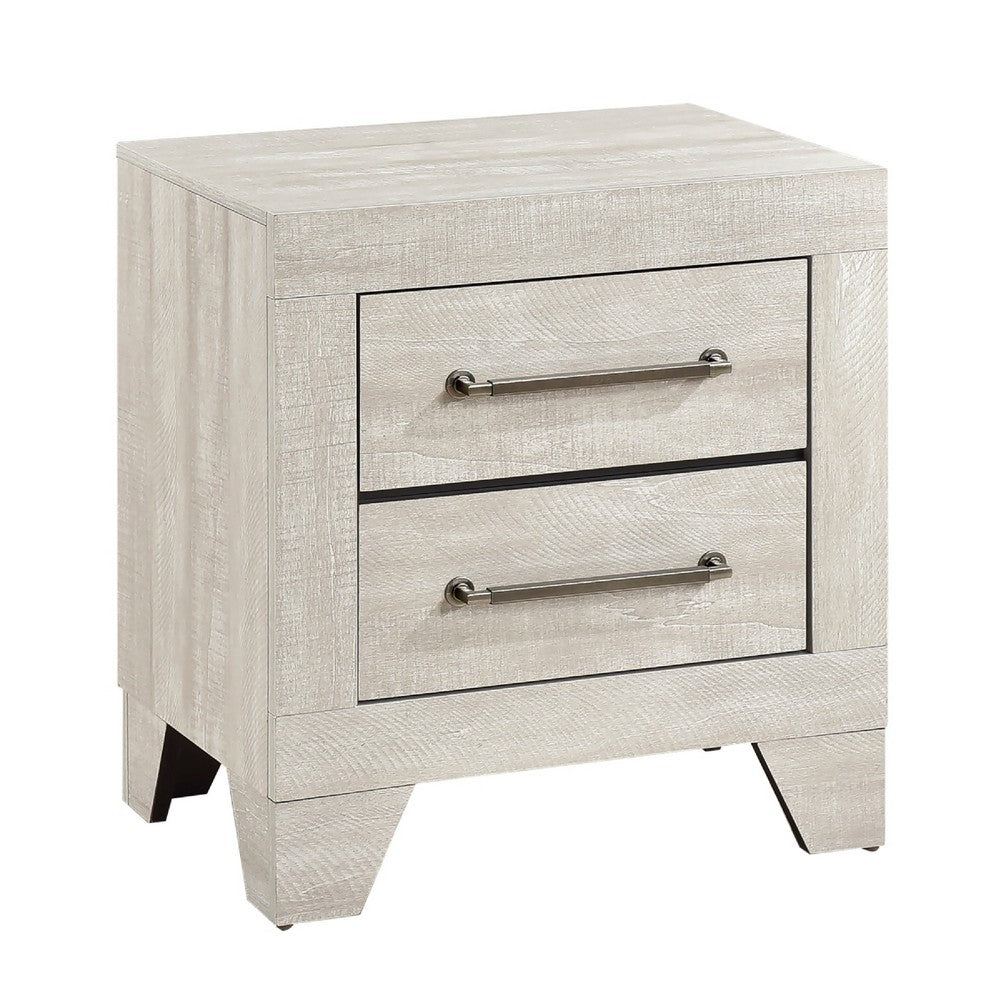 Ava Nightstand, 2 Drawers w Antique Silver Bar Handles, Dusty Gray - BM346723