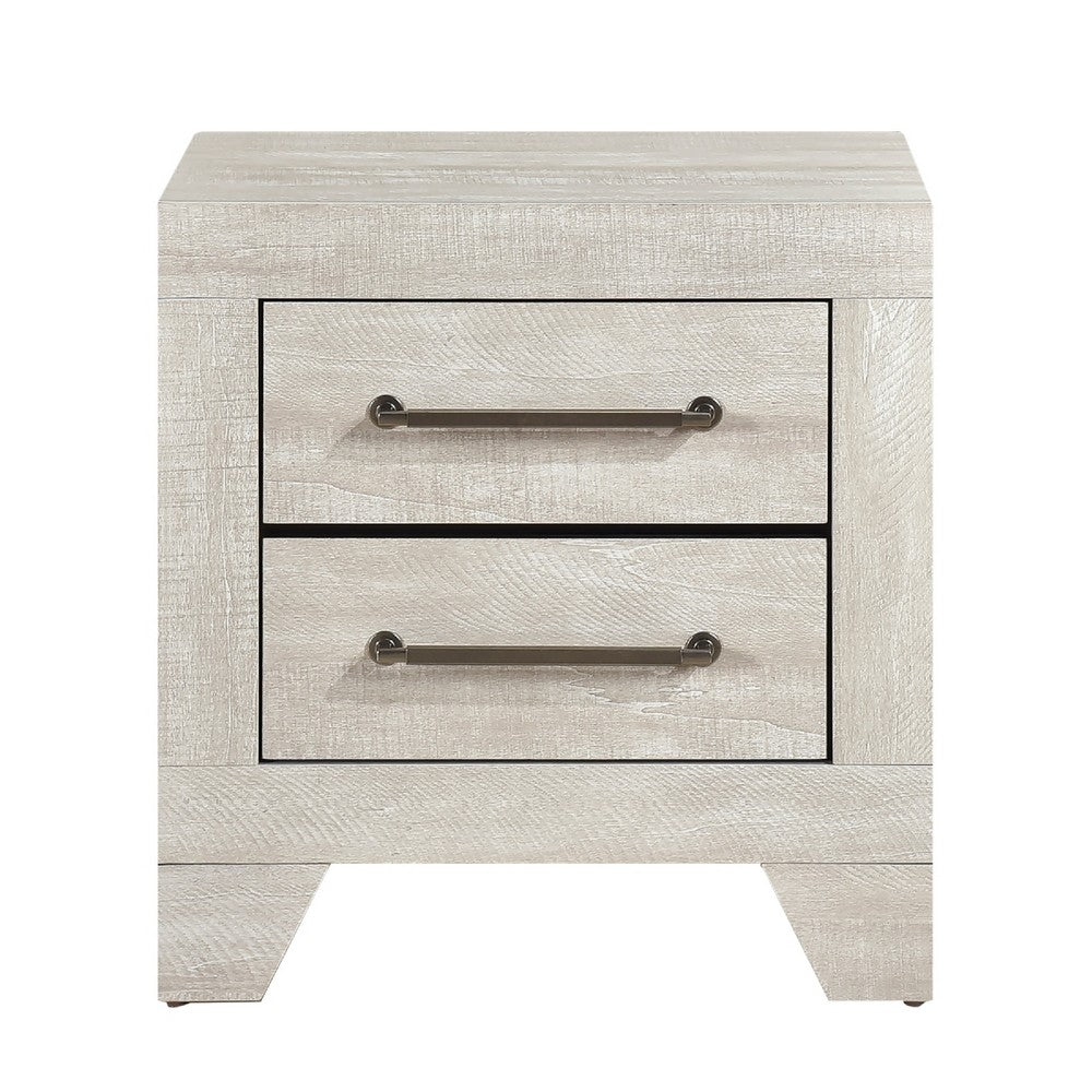 Ava Nightstand, 2 Drawers w Antique Silver Bar Handles, Dusty Gray - BM346723