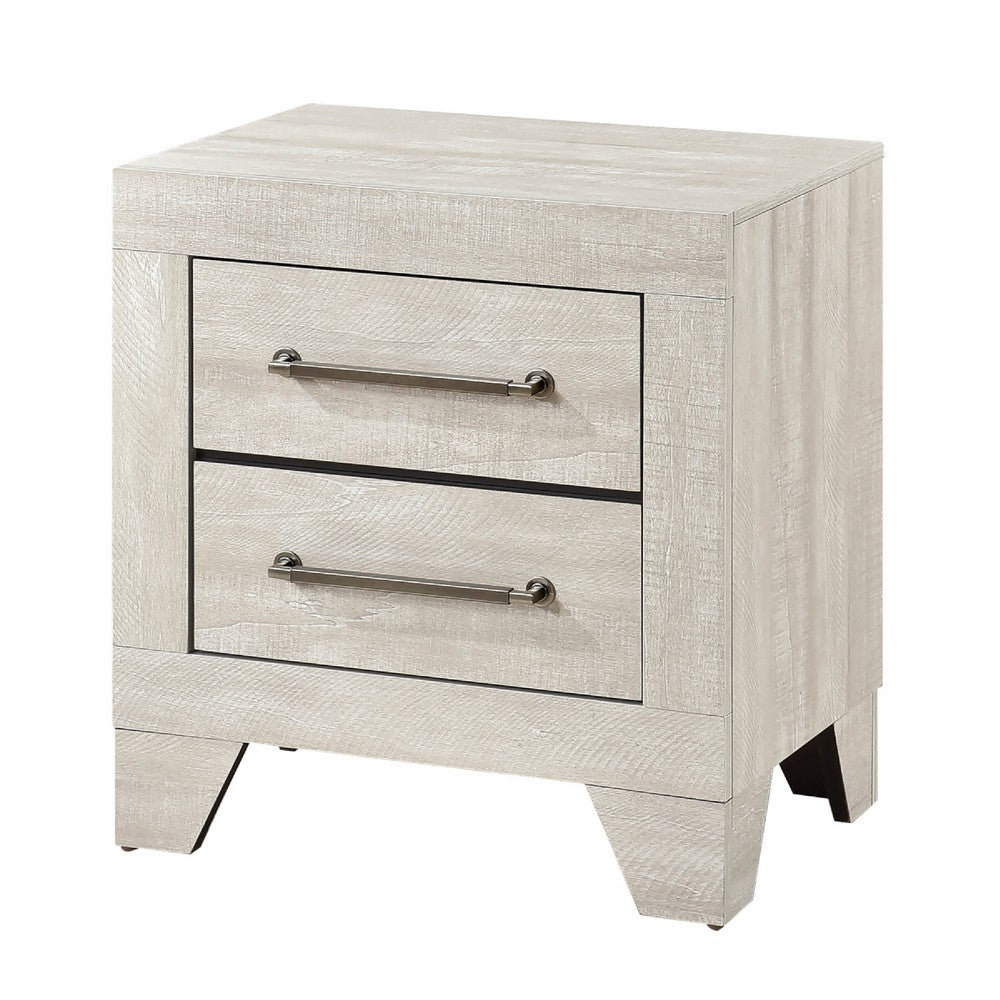 Ava Nightstand, 2 Drawers w Antique Silver Bar Handles, Dusty Gray - BM346723