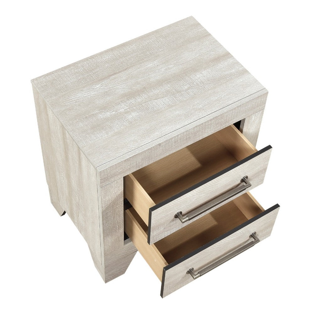 Ava Nightstand, 2 Drawers w Antique Silver Bar Handles, Dusty Gray - BM346723