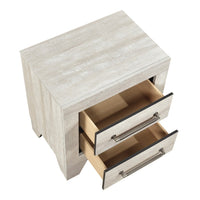 Ava Nightstand, 2 Drawers w Antique Silver Bar Handles, Dusty Gray - BM346723