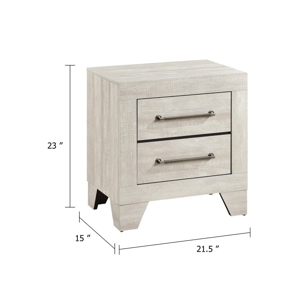Ava Nightstand, 2 Drawers w Antique Silver Bar Handles, Dusty Gray - BM346723
