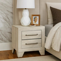 Ava Nightstand, 2 Drawers w Antique Silver Bar Handles, Dusty Gray - BM346723