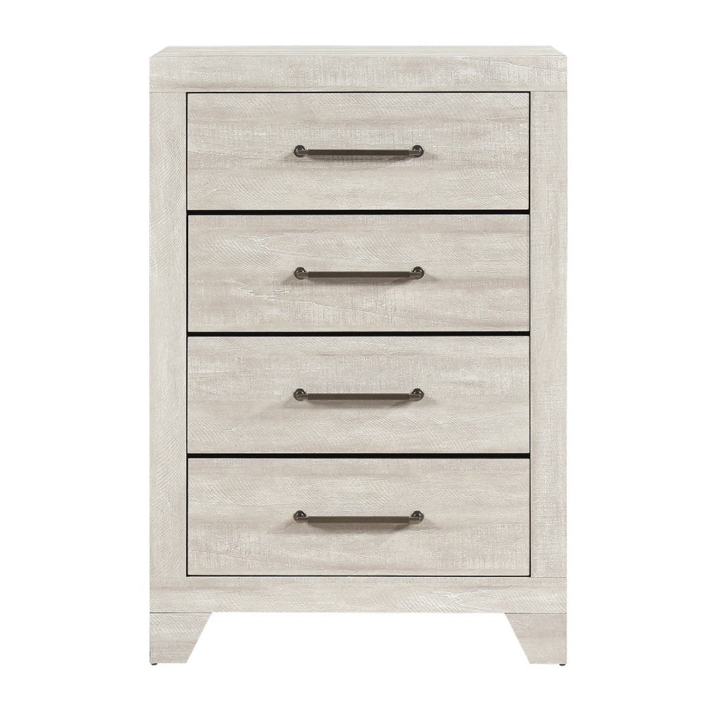 Ava Tall Dresser Chest, 4 Drawers w Antique Silver Bar Handles, Dusty Gray - BM346725