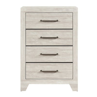 Ava Tall Dresser Chest, 4 Drawers w Antique Silver Bar Handles, Dusty Gray - BM346725