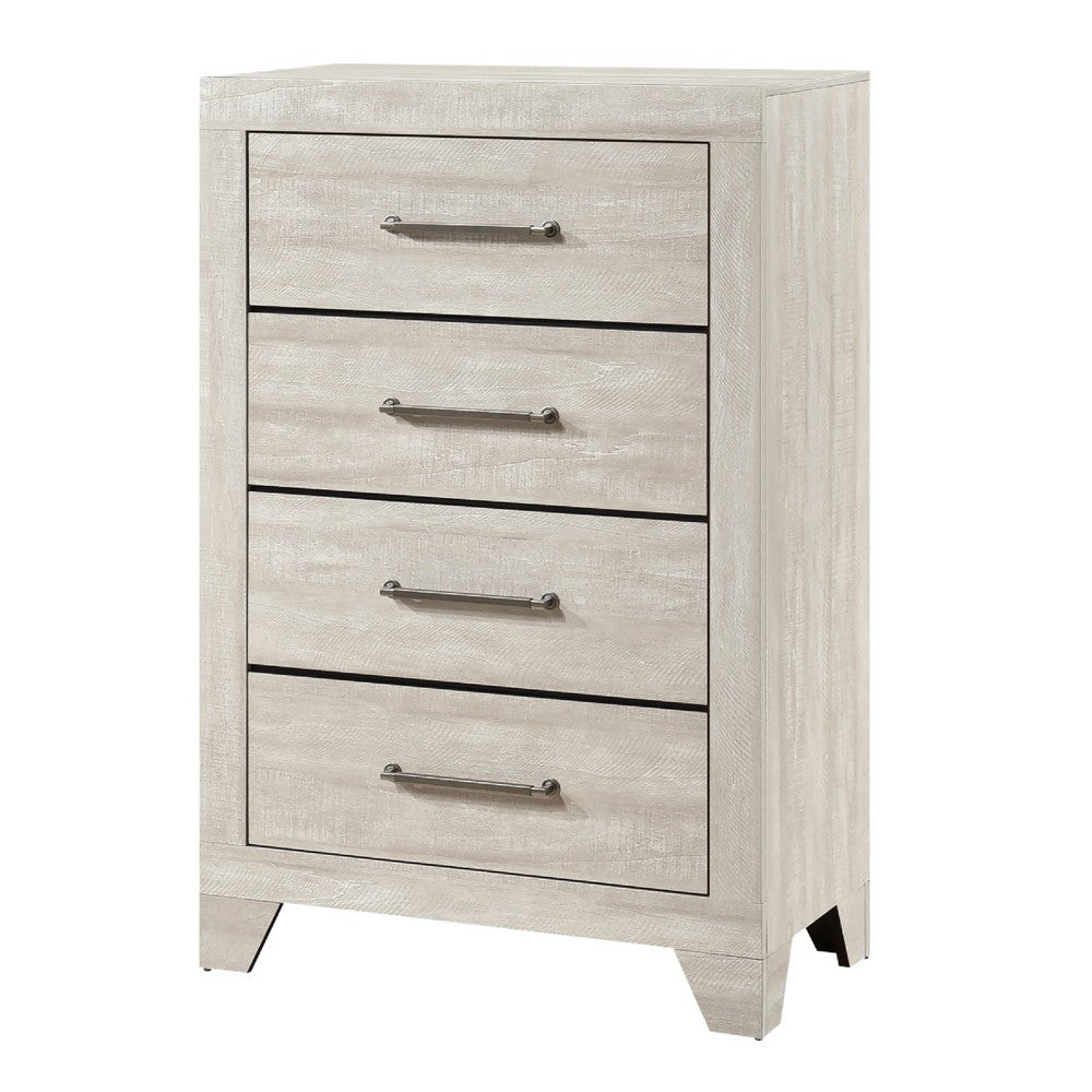 Ava Tall Dresser Chest, 4 Drawers w Antique Silver Bar Handles, Dusty Gray - BM346725