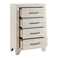 Ava Tall Dresser Chest, 4 Drawers w Antique Silver Bar Handles, Dusty Gray - BM346725