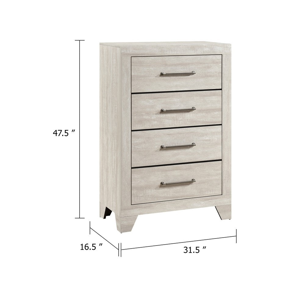 Ava Tall Dresser Chest, 4 Drawers w Antique Silver Bar Handles, Dusty Gray - BM346725
