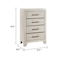 Ava Tall Dresser Chest, 4 Drawers w Antique Silver Bar Handles, Dusty Gray - BM346725