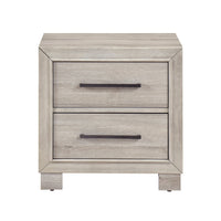Ely Nightstand, 2 Drawers with Antique Brass Long Handles, Gray - BM346726
