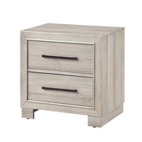 Ely Nightstand, 2 Drawers with Antique Brass Long Handles, Gray - BM346726