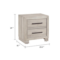 Ely Nightstand, 2 Drawers with Antique Brass Long Handles, Gray - BM346726