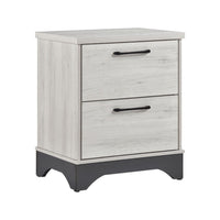 Wly Nightstand, 2 Drawers with Wide Black Handles, White Oak & Gray - BM346727