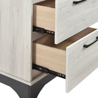 Wly Nightstand, 2 Drawers with Wide Black Handles, White Oak & Gray - BM346727