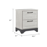 Wly Nightstand, 2 Drawers with Wide Black Handles, White Oak & Gray - BM346727