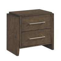 Ema Nightstand, 2 Drawers with Chrome Handles, Dark Walnut Brown - BM346730
