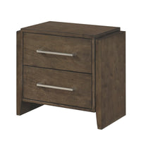 Ema Nightstand, 2 Drawers with Chrome Handles, Dark Walnut Brown - BM346730