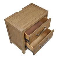 Cery Nightstand, 2 Drawer with Pewter Bar Handles & USB C Port, Brown - BM346733