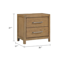 Cery Nightstand, 2 Drawer with Pewter Bar Handles & USB C Port, Brown - BM346733