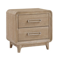 Wily Retro Nightstand, 2 Drawers with Nickel Bar Handles, Natural Brown - BM346735
