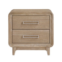 Wily Retro Nightstand, 2 Drawers with Nickel Bar Handles, Natural Brown - BM346735