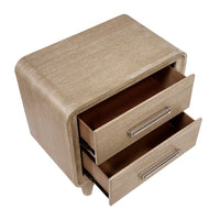 Wily Retro Nightstand, 2 Drawers with Nickel Bar Handles, Natural Brown - BM346735