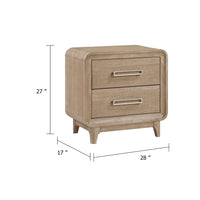 Wily Retro Nightstand, 2 Drawers with Nickel Bar Handles, Natural Brown - BM346735